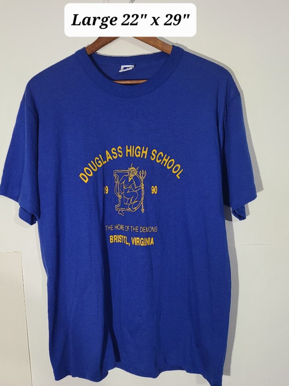 Vintage 1990 Douglass High School Home of the Demons Large T-Shirt Single Stitch